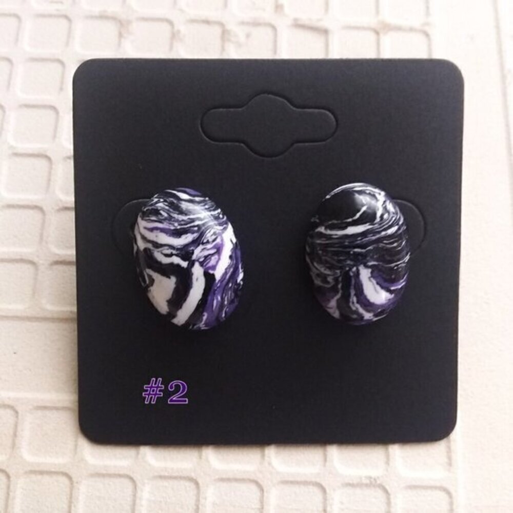 $10 CLEARANCE! Purple Black & White Jasper Cabochon! Large Statement Studs